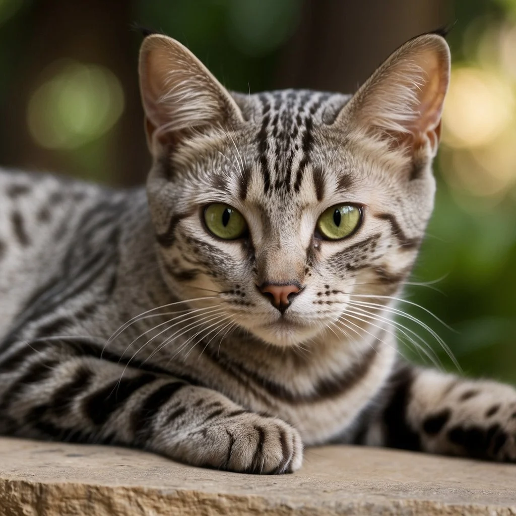 Grey cat looking into the camera